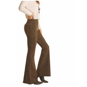 Rock & Roll Denim Ladies Bargain Bell High Rise Leopard Flare Pants. Size33